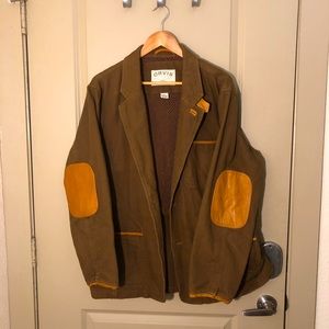 Orvis hunting sport coat button up fancy leather multi pocketed hunters jacket